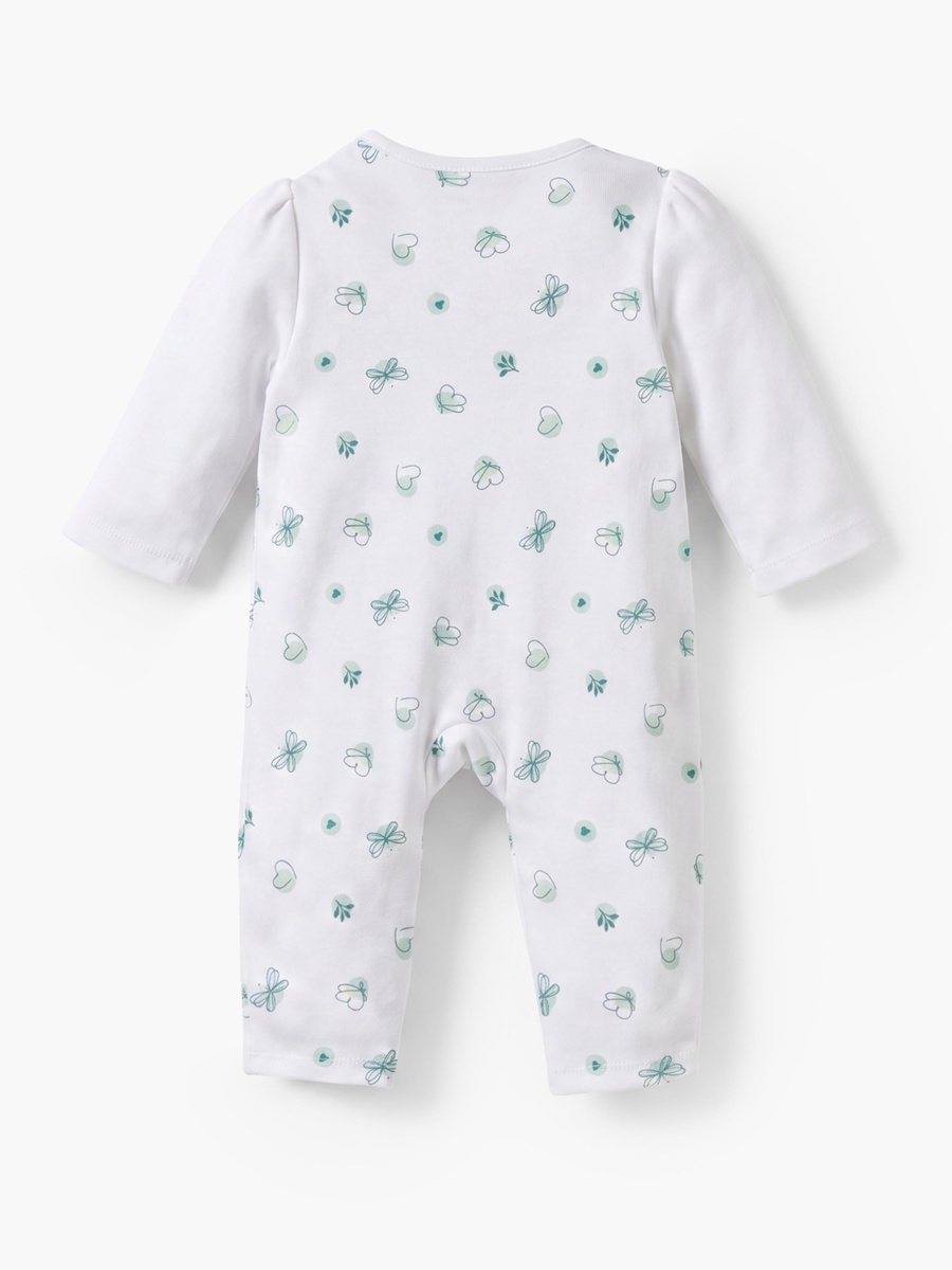 Cotton Round Neck Long Sleeves Sleepsuit with Ruffle Detail