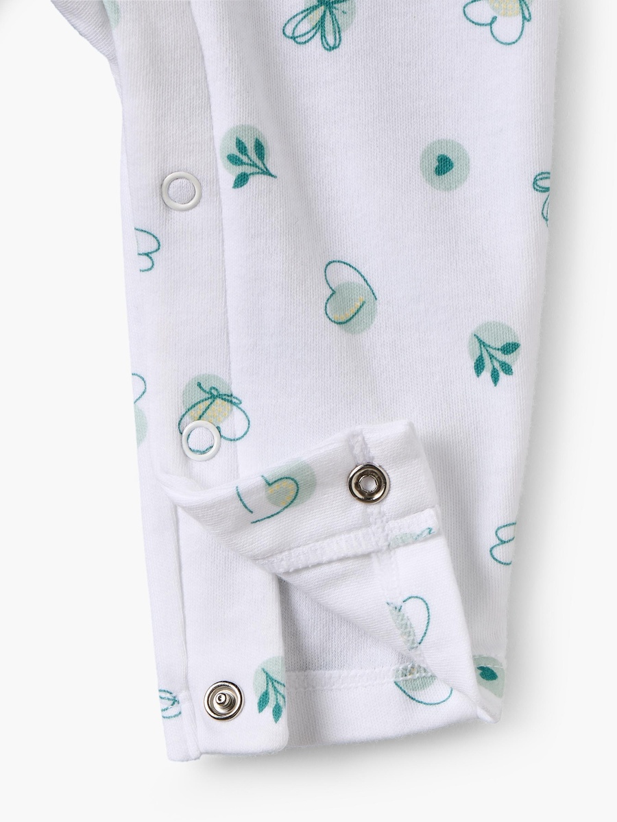 Cotton Round Neck Long Sleeves Sleepsuit with Ruffle Detail
