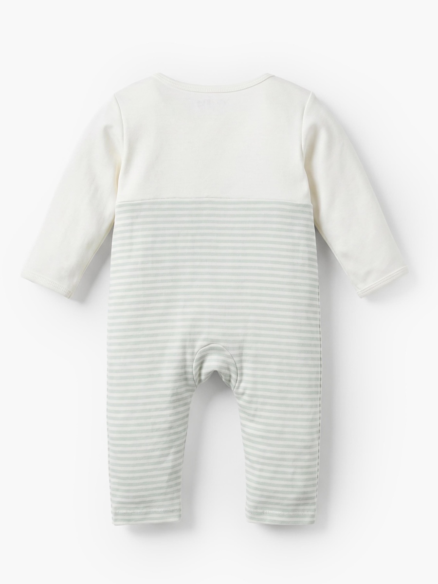 Cotton Crew Neck Long Sleeves Sleepsuit with Giraffe Print