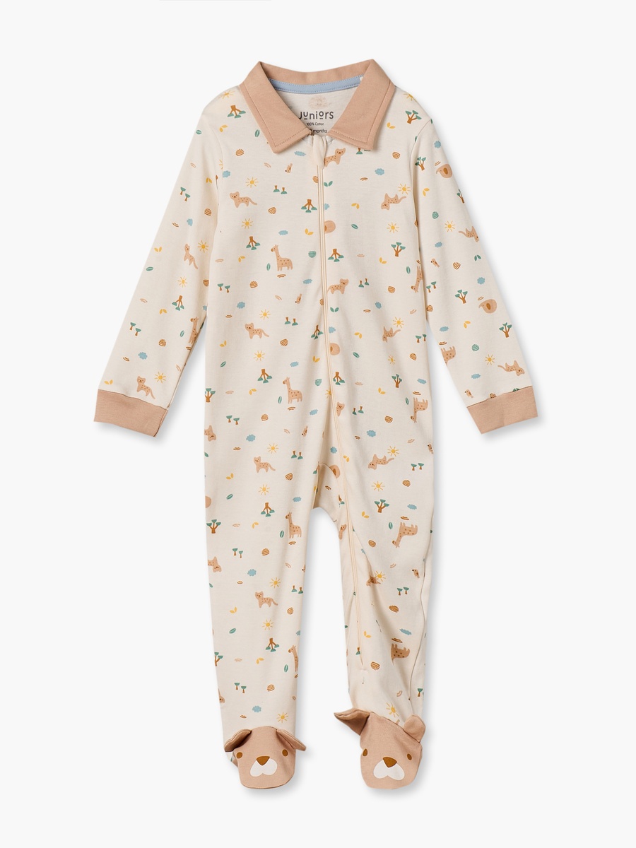 Cotton Collared Long Sleeves Sleepsuit