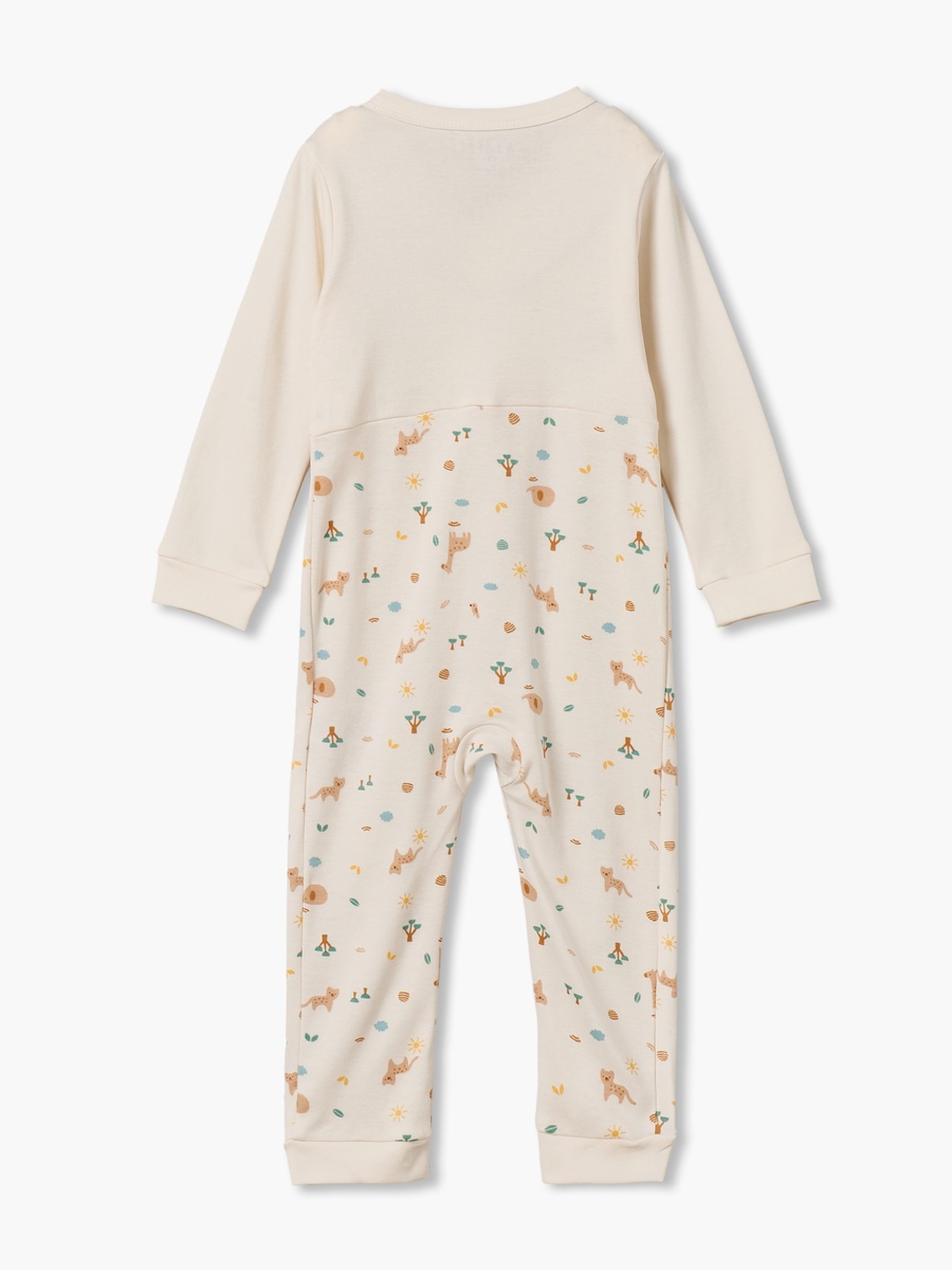 Cotton V Neck Long Sleeves Sleepsuit with Safari Print