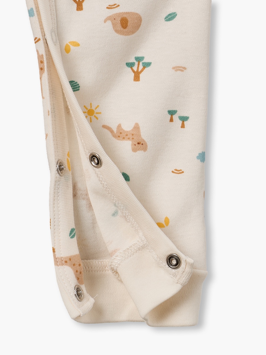 Cotton V Neck Long Sleeves Sleepsuit with Safari Print