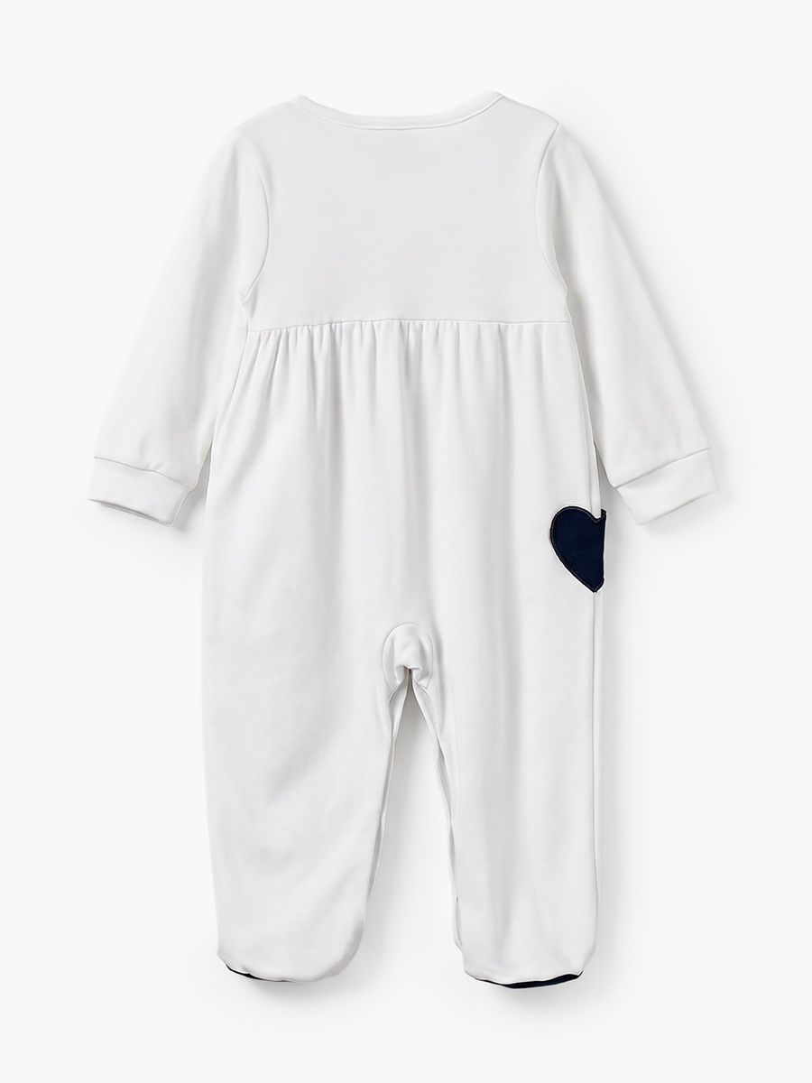 Cotton Round Neck Long Sleeves Sleepsuit with Snap Button Closure