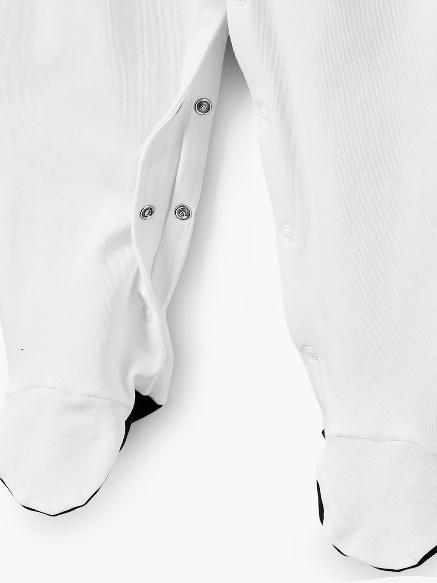 Cotton Round Neck Long Sleeves Sleepsuit with Snap Button Closure