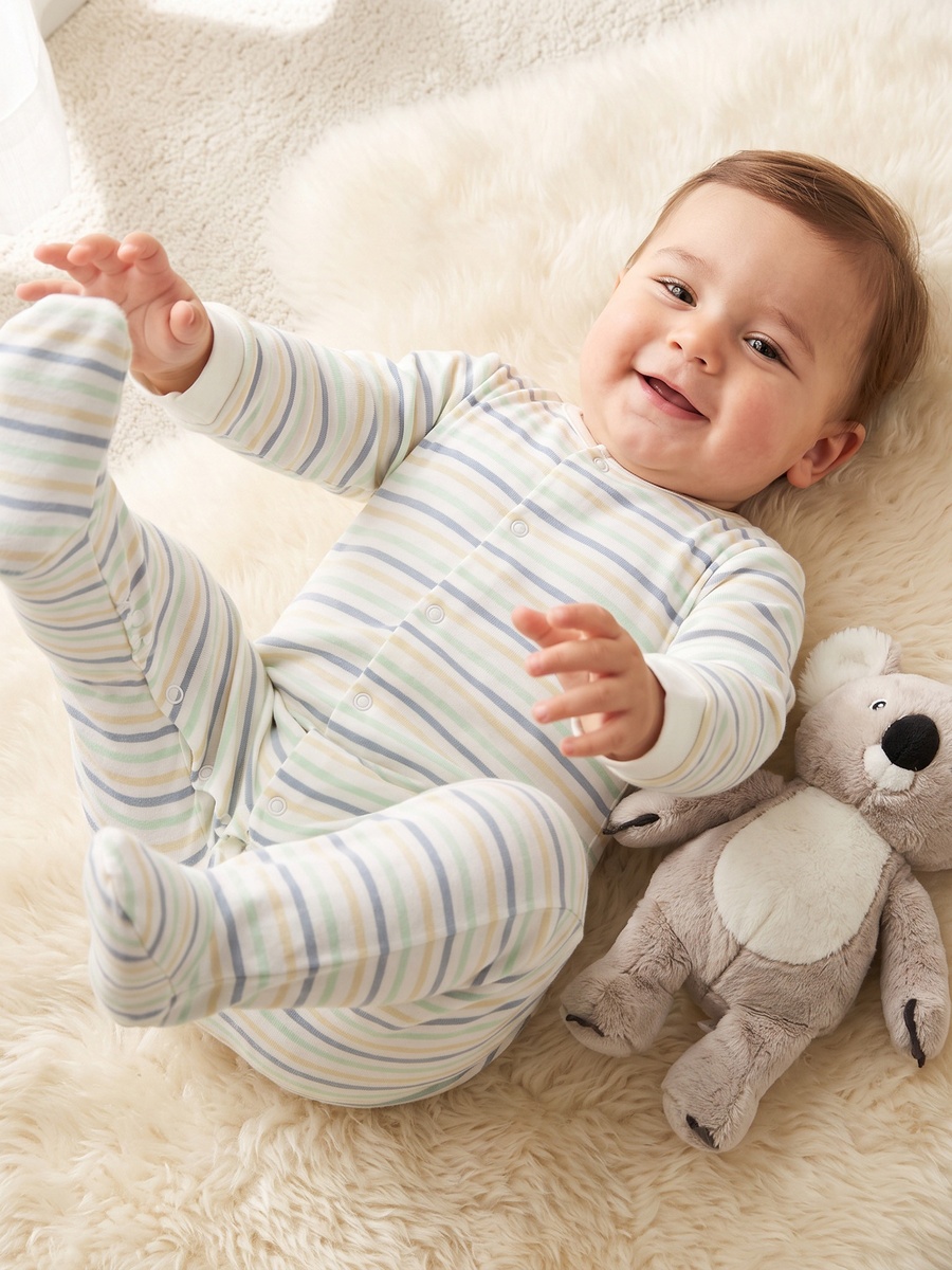 Pack of 2 Cotton Crew Neck Long Sleeves Sleepsuit with Dinosaur Print