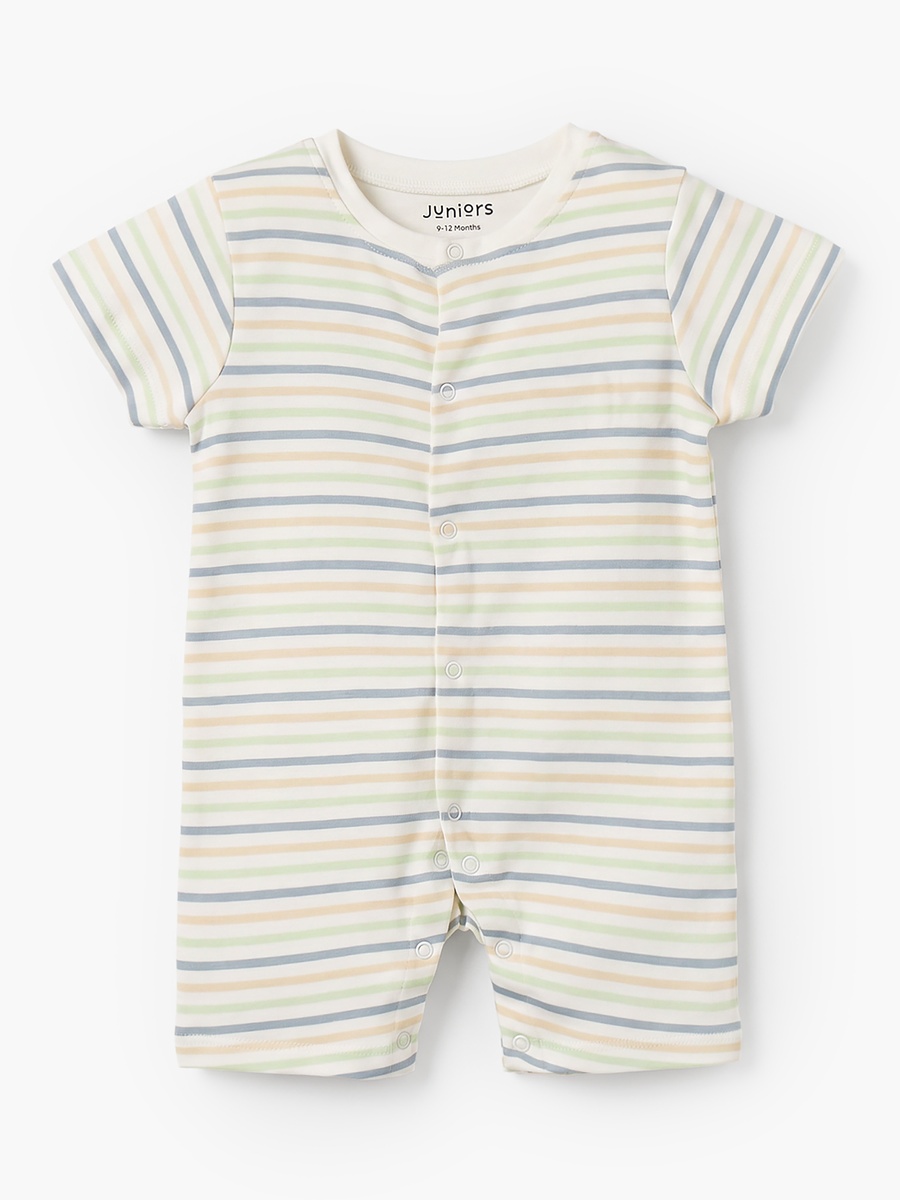 Set of 2 Cotton Crew Neck Sleepsuit with Romper