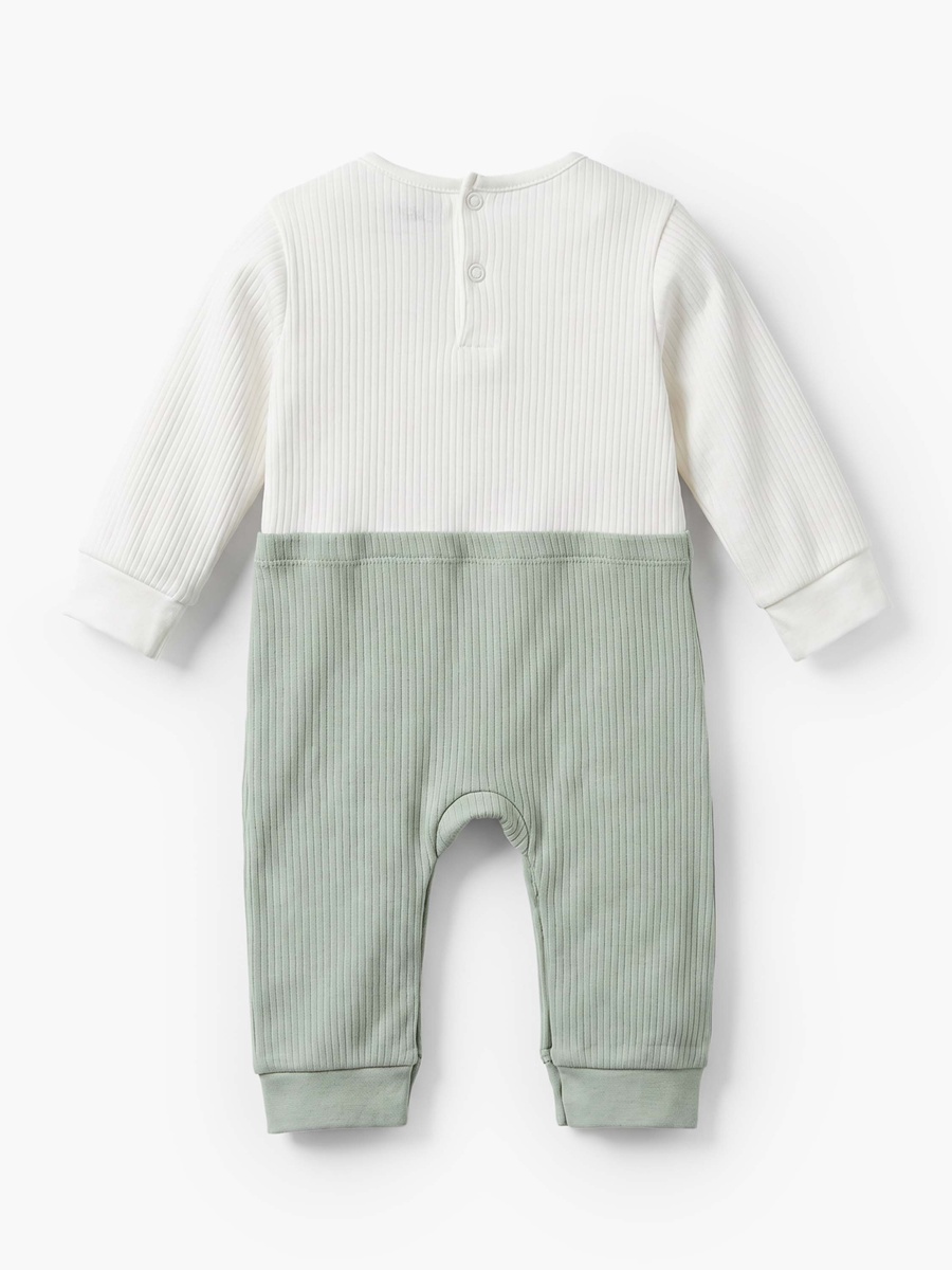 Cotton Crew Neck Long Sleeves Sleepsuit with Fruit Embroidery
