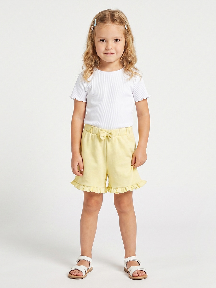 Knee Length Elasticated Shorts with Frill Detail