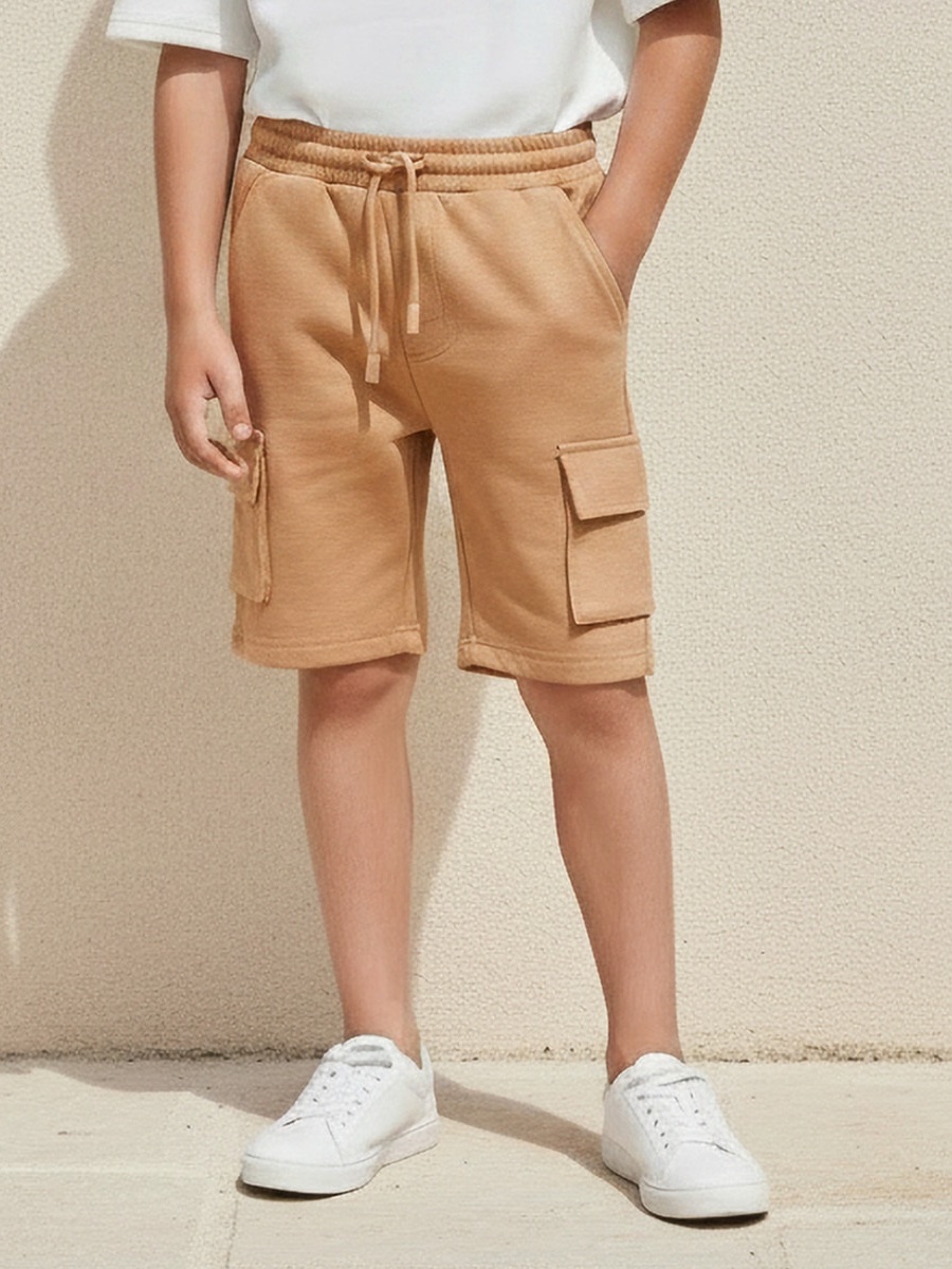 Knee Length Elasticated Drawstring Waist Cargo Shorts
