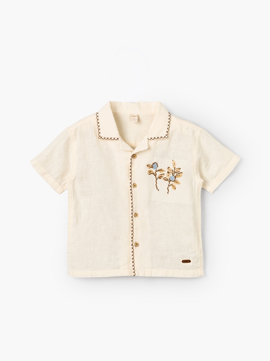 Short Sleeves Shirt with Embroidery