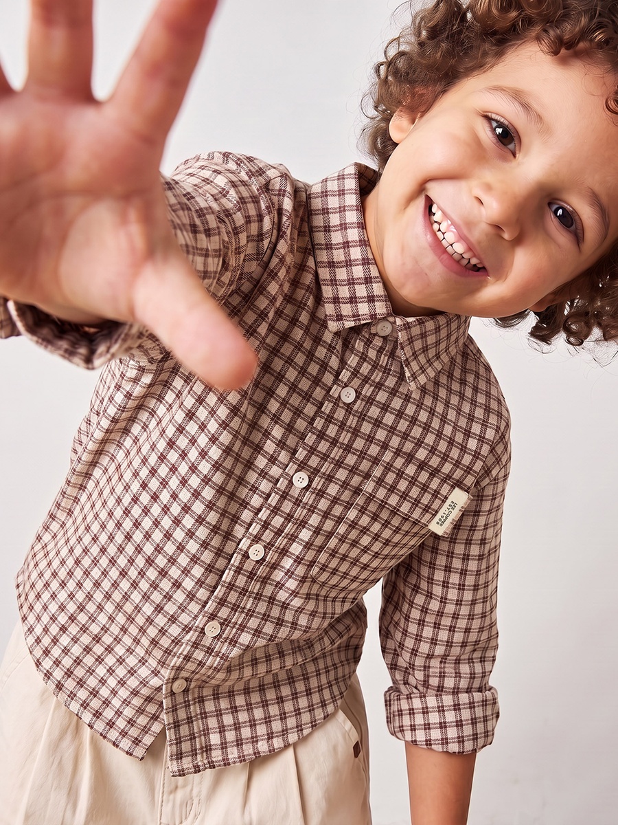 Long Sleeves Shirt with Checked Design