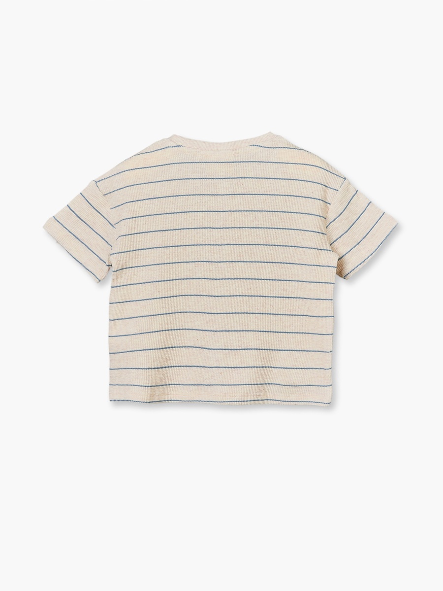 Henley Neck Short Sleeves T-Shirt and Shorts Set with Stripes
