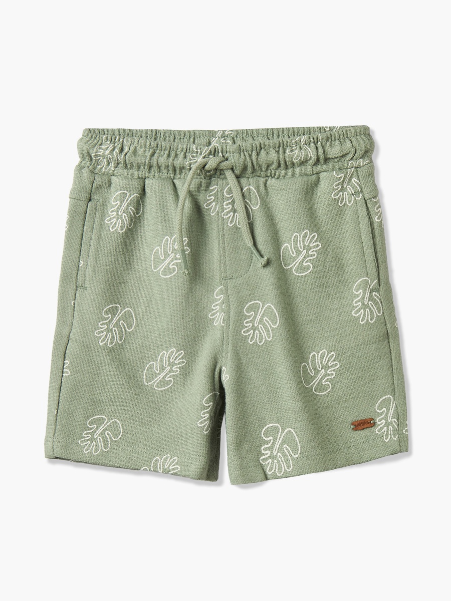 Camp Collar Short Sleeves Shirt and Shorts Set with Leaf Print