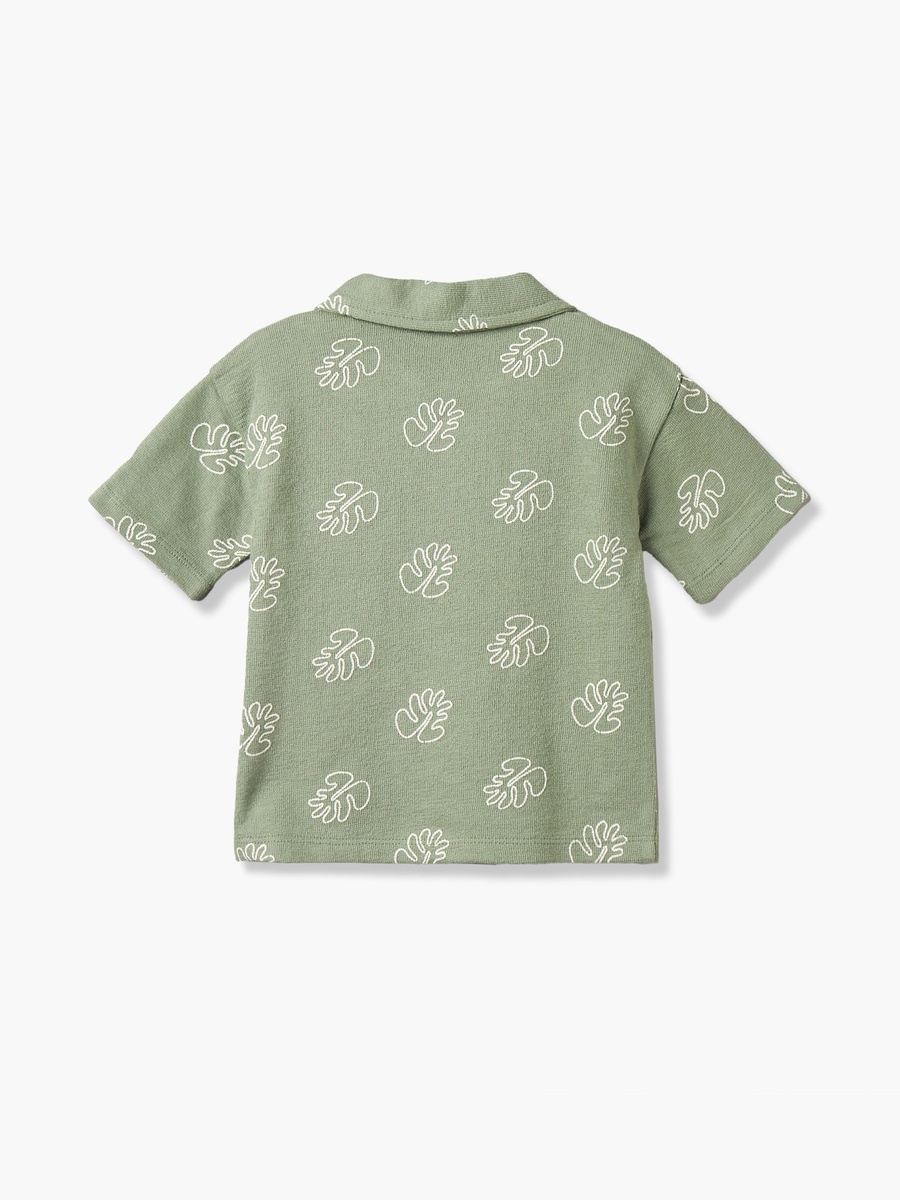 Camp Collar Short Sleeves Shirt and Shorts Set with Leaf Print