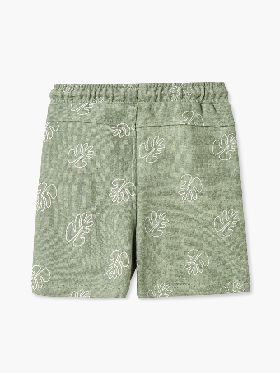 Camp Collar Short Sleeves Shirt and Shorts Set with Leaf Print