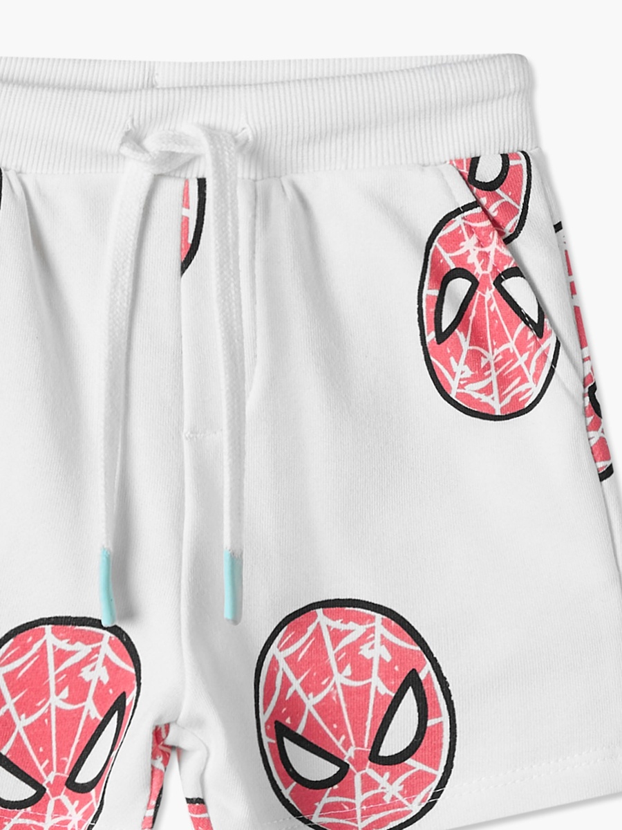 Crew Neck Short Sleeves T-Shirt and Shorts Set with Spider-Man Print