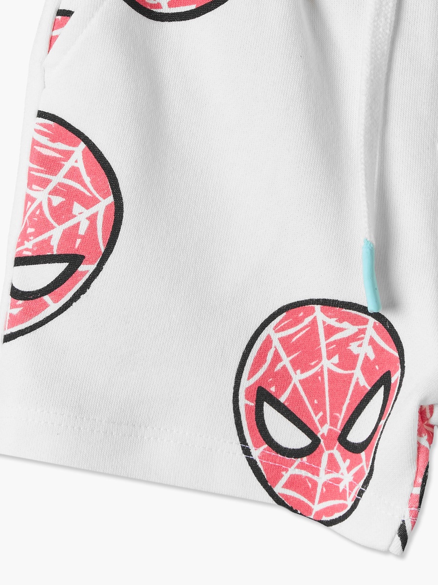 Crew Neck Short Sleeves T-Shirt and Shorts Set with Spider-Man Print