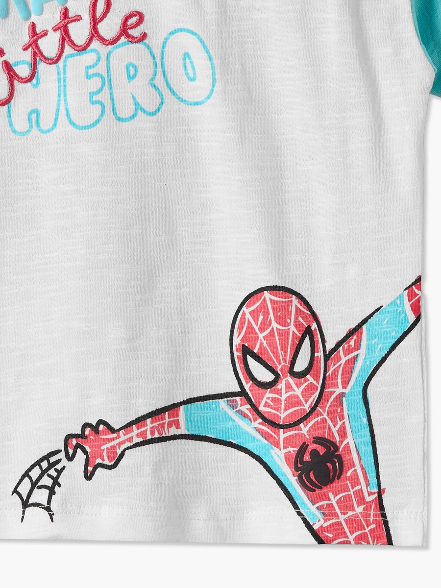 Crew Neck Short Sleeves T-Shirt and Shorts Set with Spider-Man Print