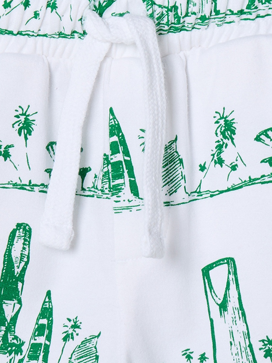 Crew Neck Short Sleeves T-Shirt and Shorts Set with KSA National Day Print