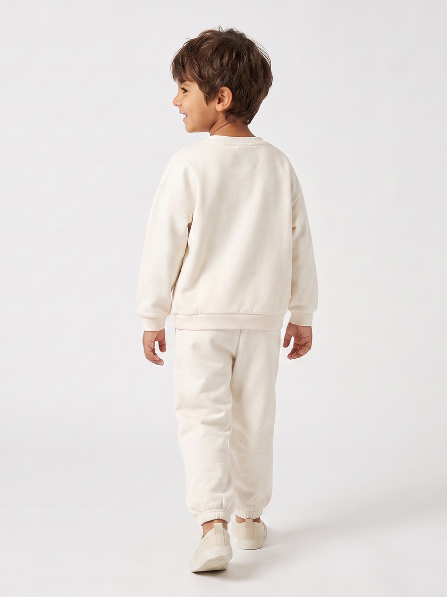 Crew Neck Long Sleeves Sweatshirt and Joggers Set with Embroidery