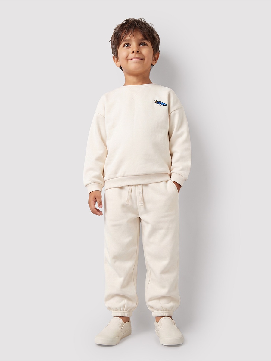Crew Neck Long Sleeves Sweatshirt and Joggers Set with Embroidery
