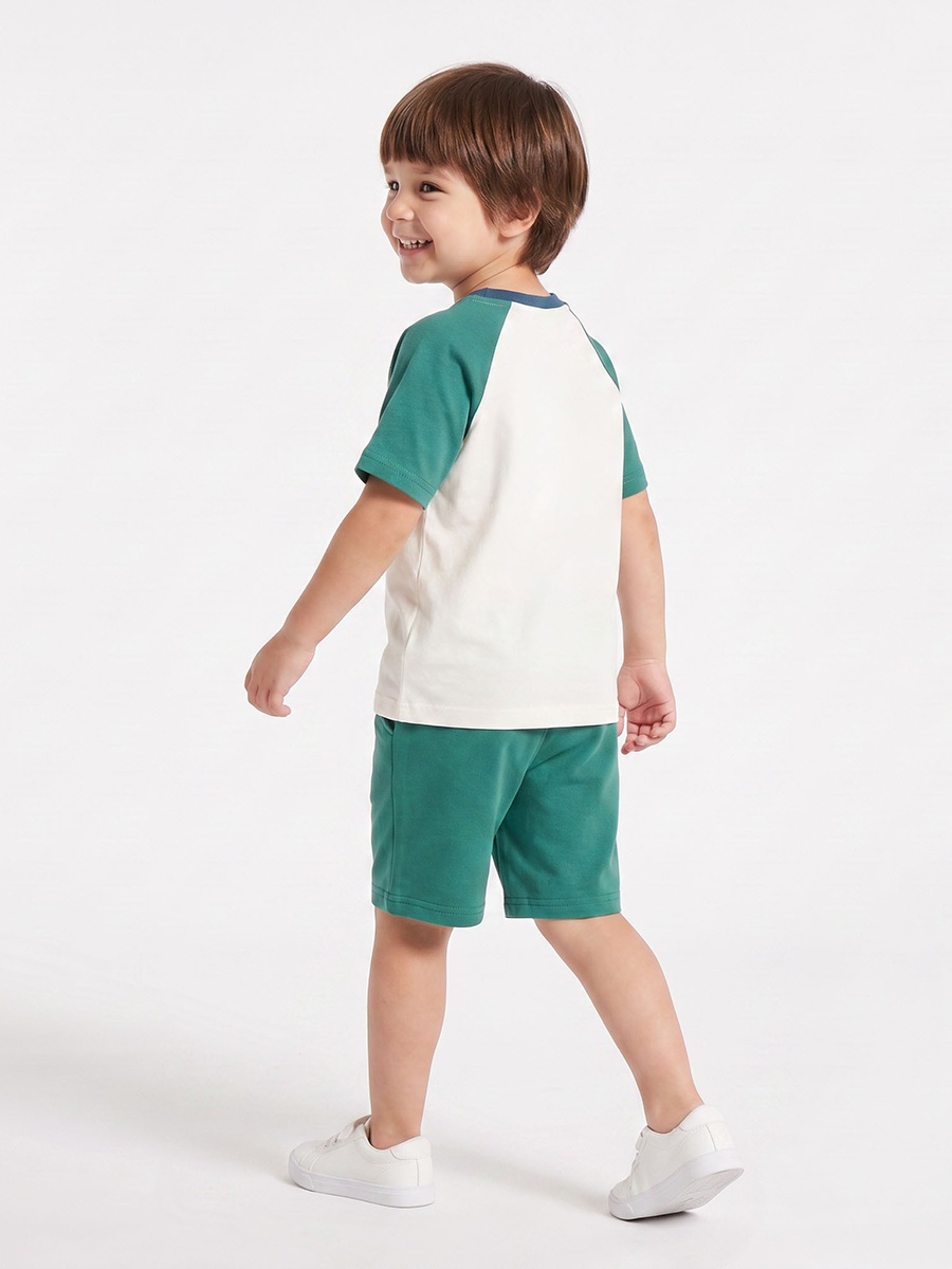 Crew Neck Short Sleeves T-Shirt and Shorts Set with Graphic Print