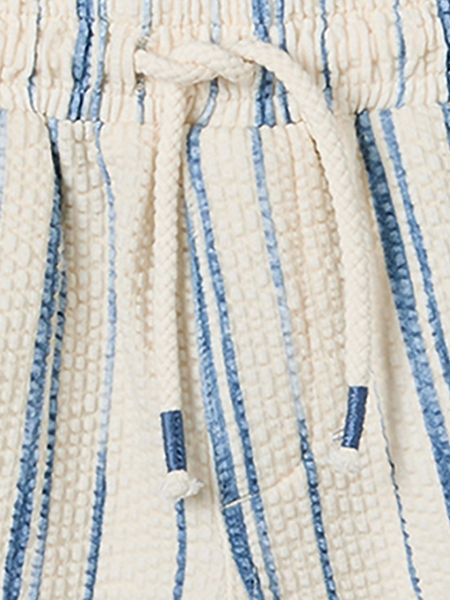 Collared Short Sleeves Shirt and Shorts Set with Striped Design