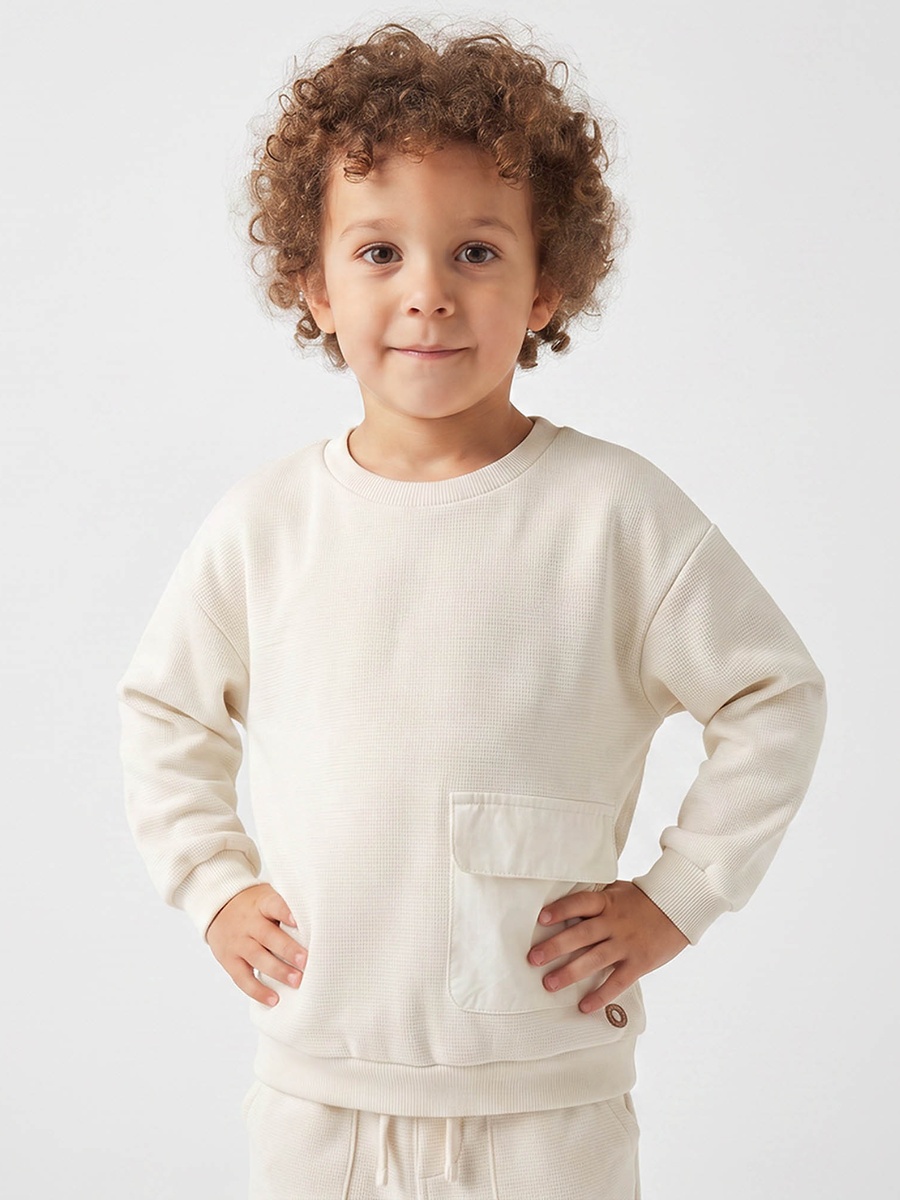 Crew Neck Long Sleeves Sweatshirt and Joggers Set with Drawstring Closure