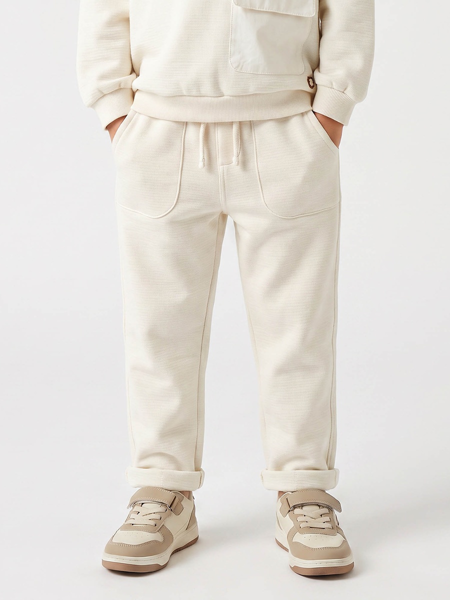 Crew Neck Long Sleeves Sweatshirt and Joggers Set with Drawstring Closure