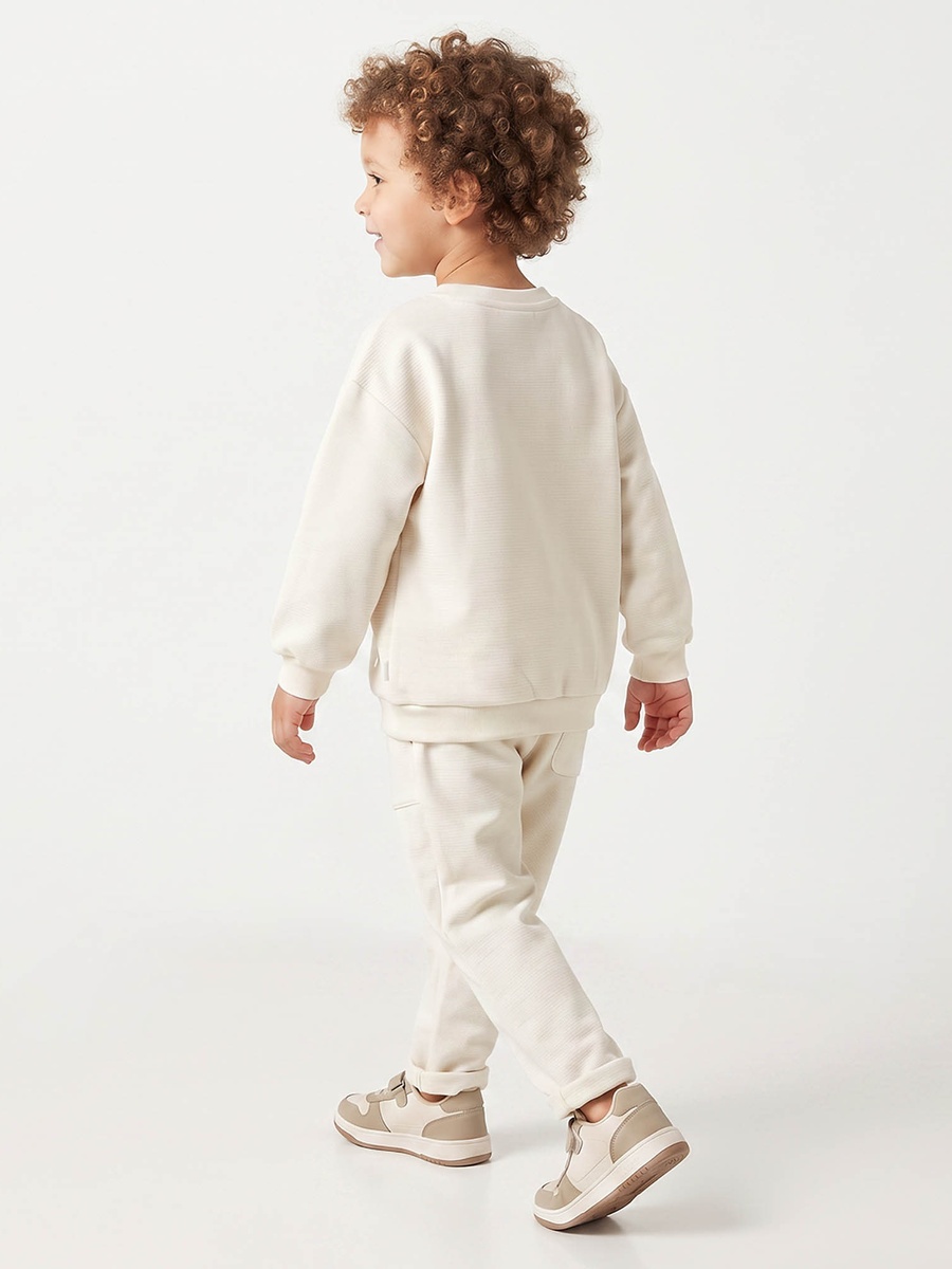 Crew Neck Long Sleeves Sweatshirt and Joggers Set with Drawstring Closure