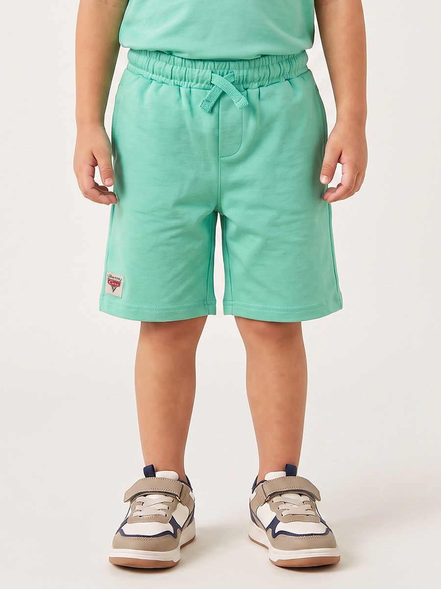 Collared Short Sleeves Polo T-Shirt and Shorts Set with Lightning McQueen Print