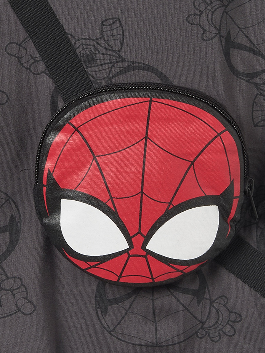 Crew Neck Short Sleeves T-Shirt and Shorts Set with Spider-Man Print