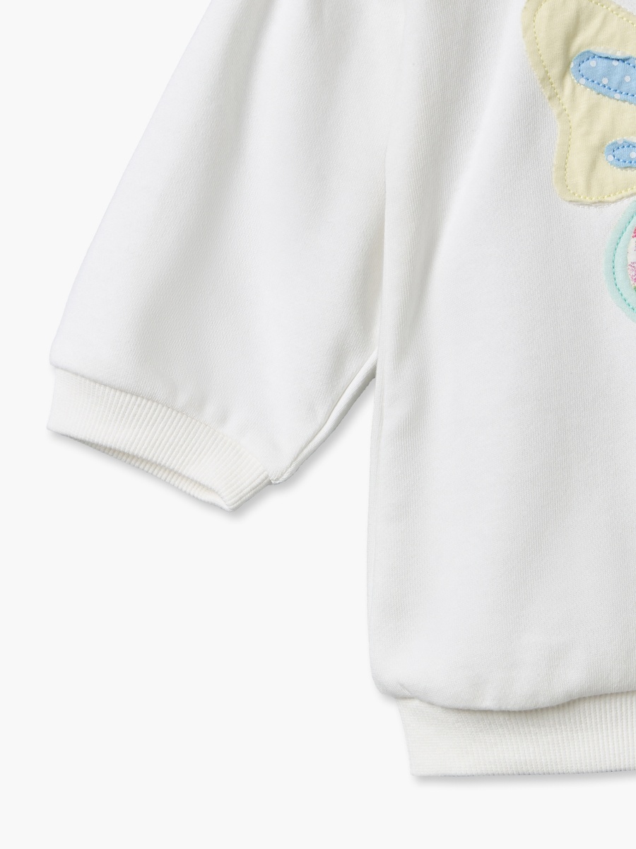 Peter Pan Collar Long Sleeves Sweatshirt and Pants Set with Butterfly Applique