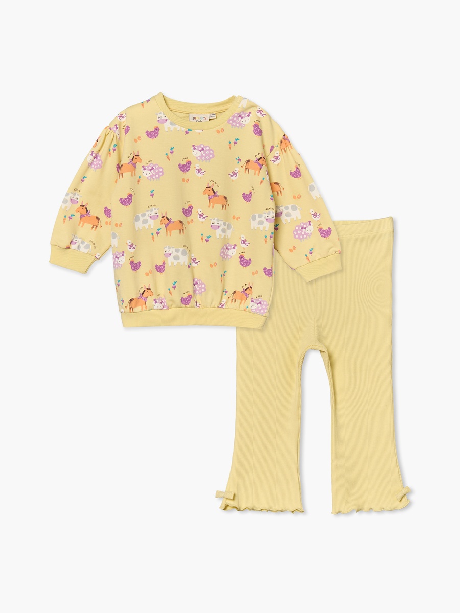 Crew Neck Long Sleeves Sweatshirt and Leggings Set with Floral Print