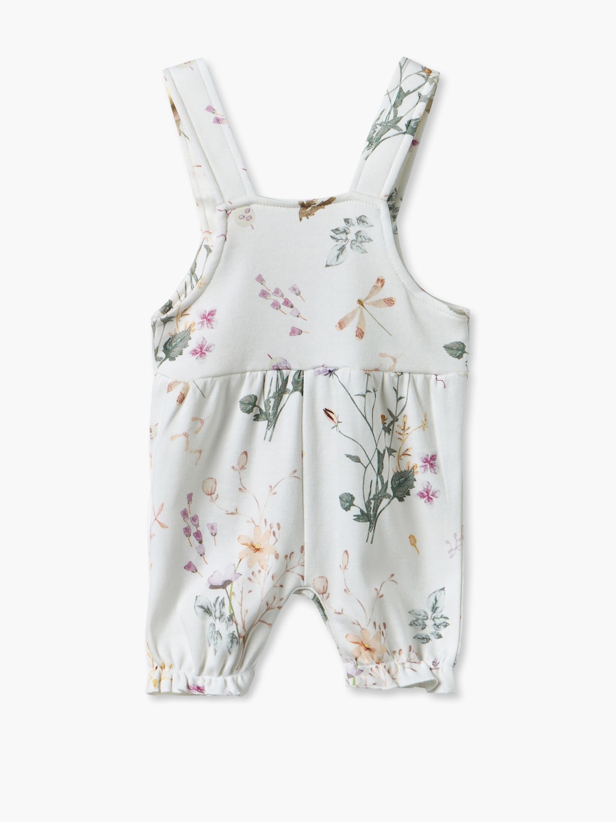 Round Neck Short Sleeves Top and Dungaree Set with Floral Print