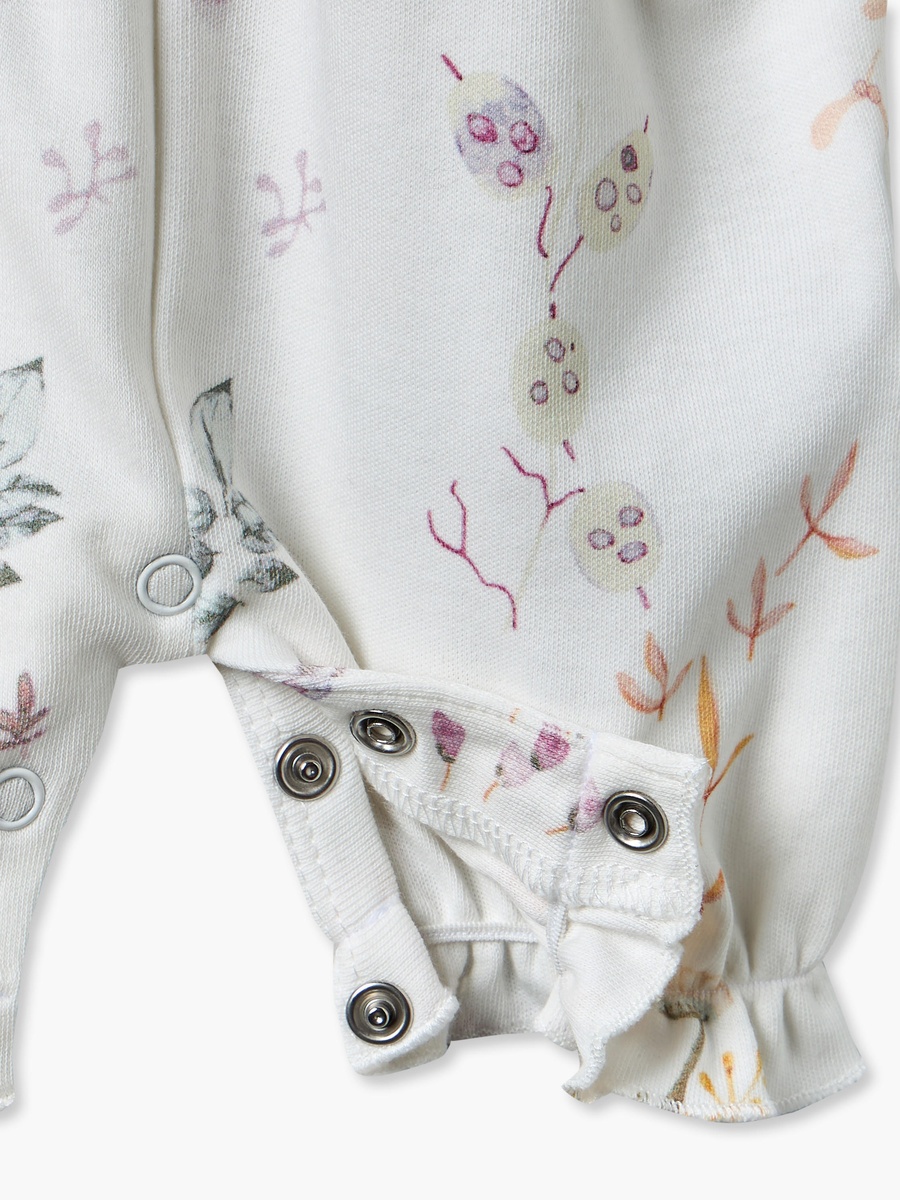 Round Neck Short Sleeves Top and Dungaree Set with Floral Print