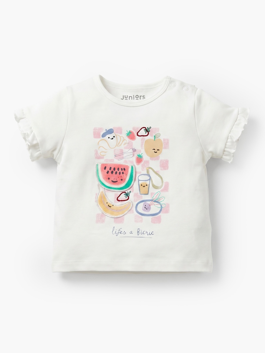 Crew Neck Short Sleeves T-Shirt and Shorts Set with Food Print