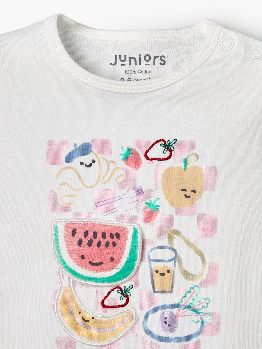 Crew Neck Short Sleeves T-Shirt and Shorts Set with Food Print