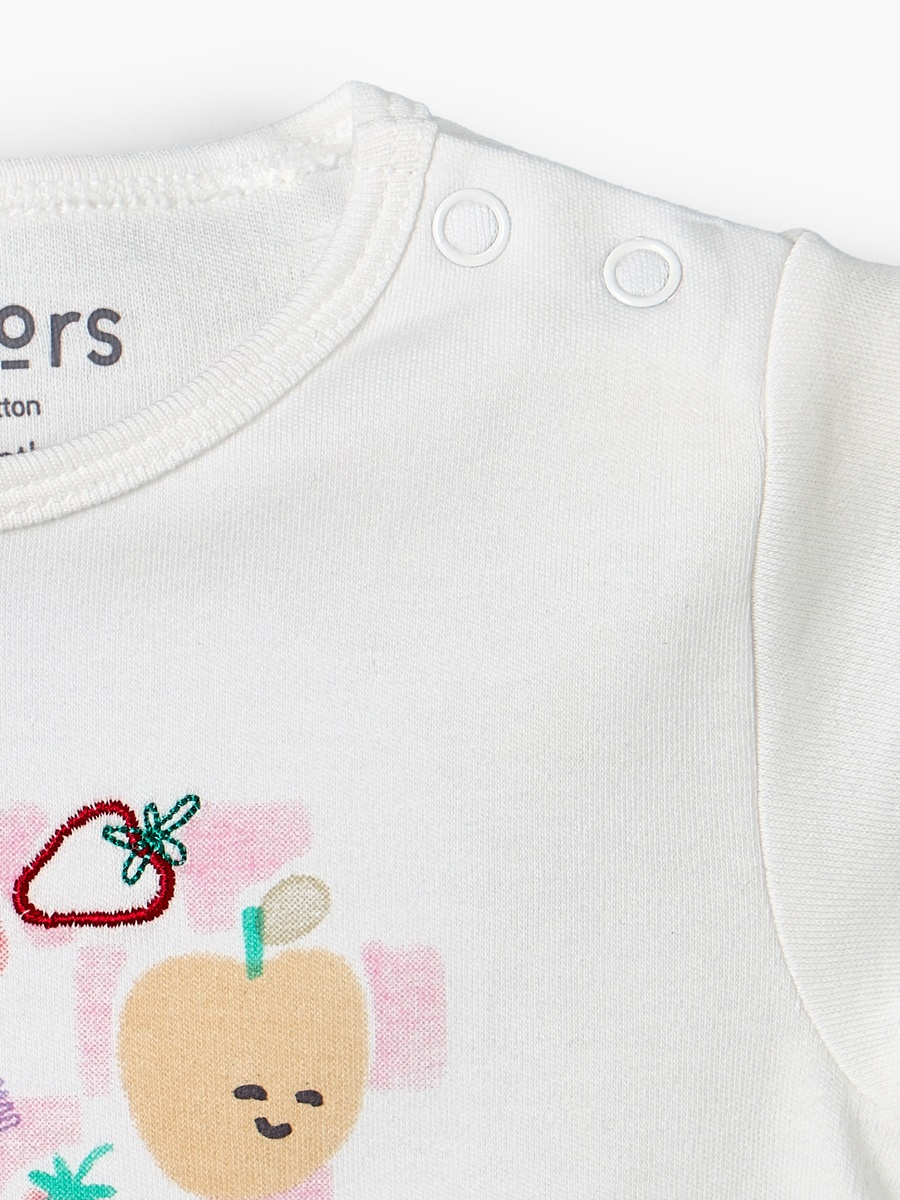 Crew Neck Short Sleeves T-Shirt and Shorts Set with Food Print