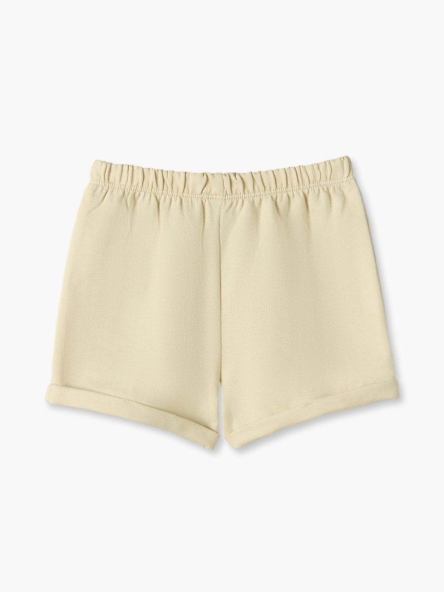 Crew Neck Short Sleeves Sweatshirt and Shorts Set with Turn-Up Hem