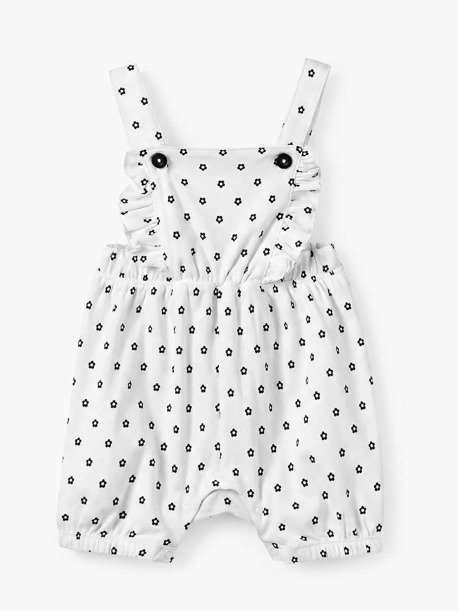 Round Neck Short Sleeves T-Shirt and Dungaree Set with Floral Print