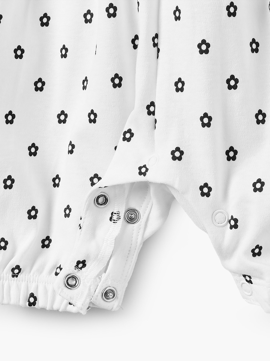 Round Neck Short Sleeves T-Shirt and Dungaree Set with Floral Print