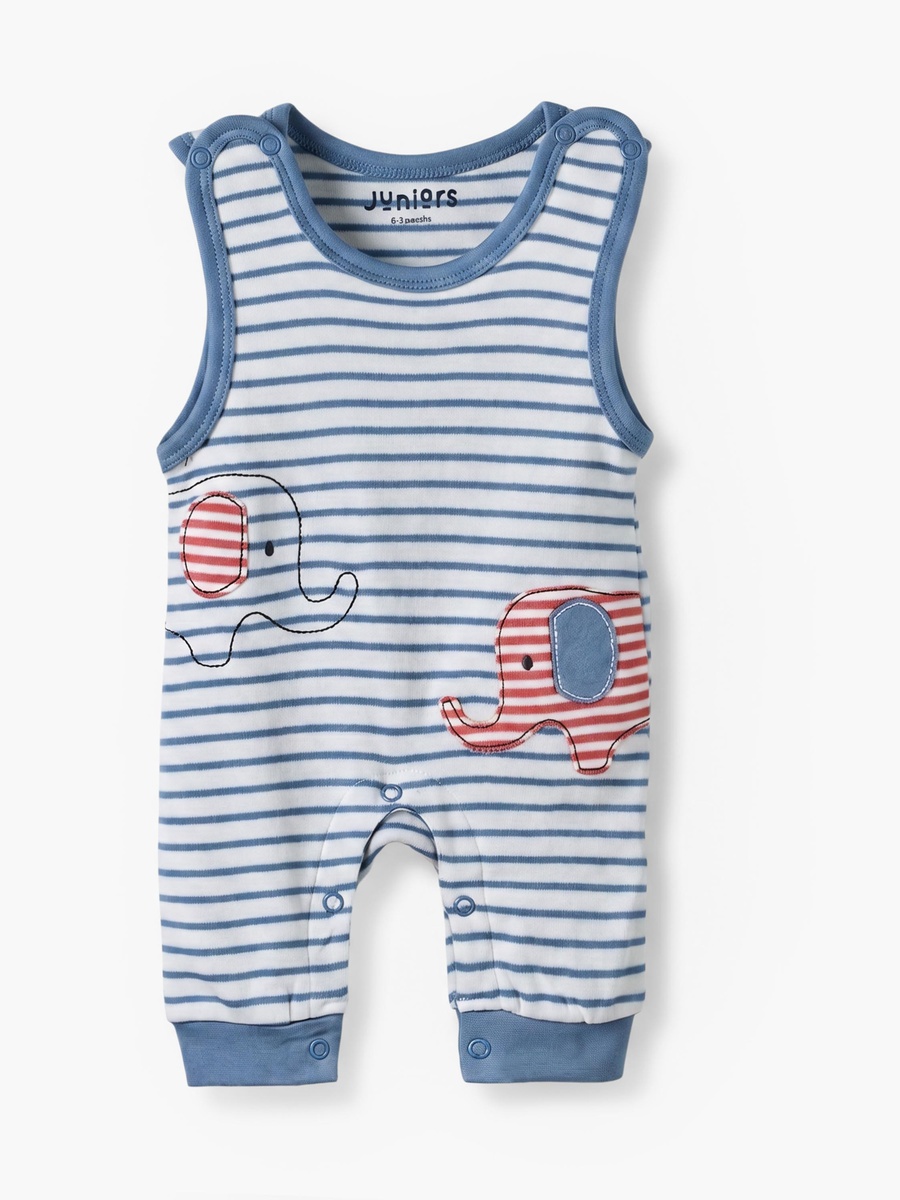 Crew Neck Long Sleeves T-Shirt and Dungaree Set with Stripes