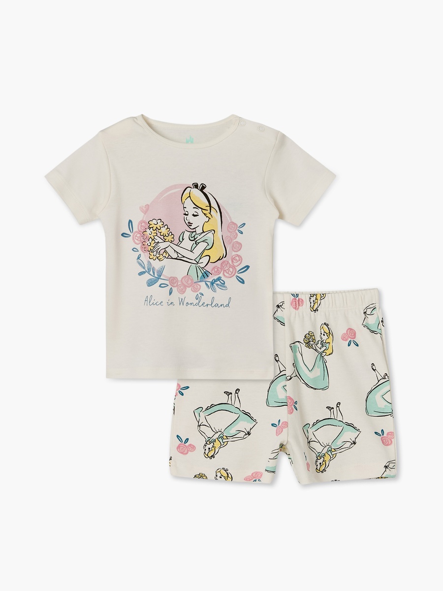 Crew Neck Short Sleeves T-Shirt and Shorts Set with Aurora Print