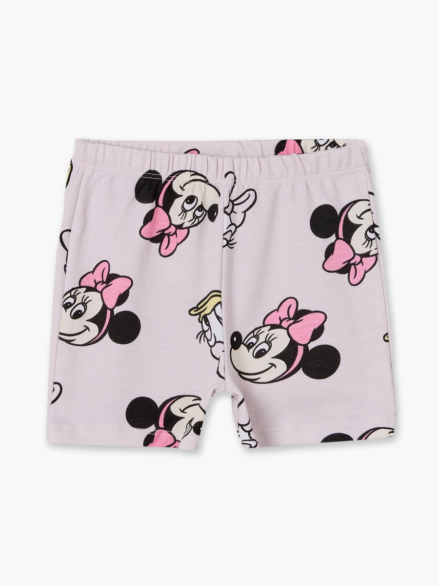 Round Neck Short Sleeves T-Shirt and Shorts Set with Minnie Mouse Print