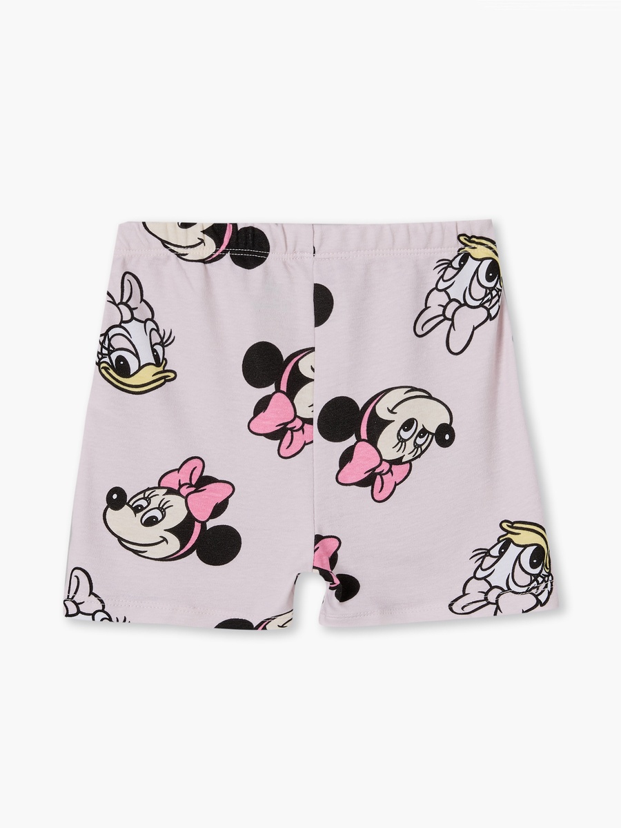 Round Neck Short Sleeves T-Shirt and Shorts Set with Minnie Mouse Print