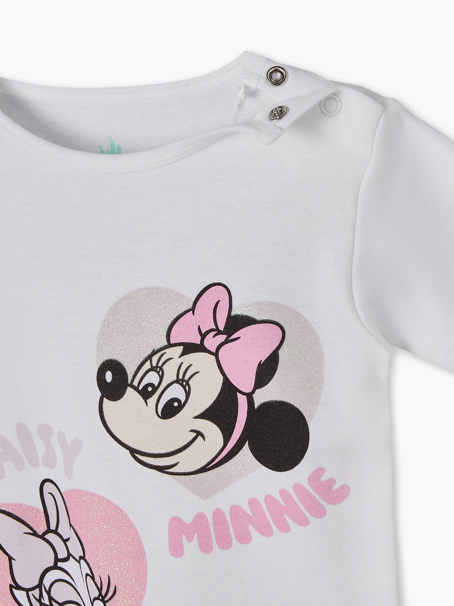 Round Neck Short Sleeves T-Shirt and Shorts Set with Minnie Mouse Print