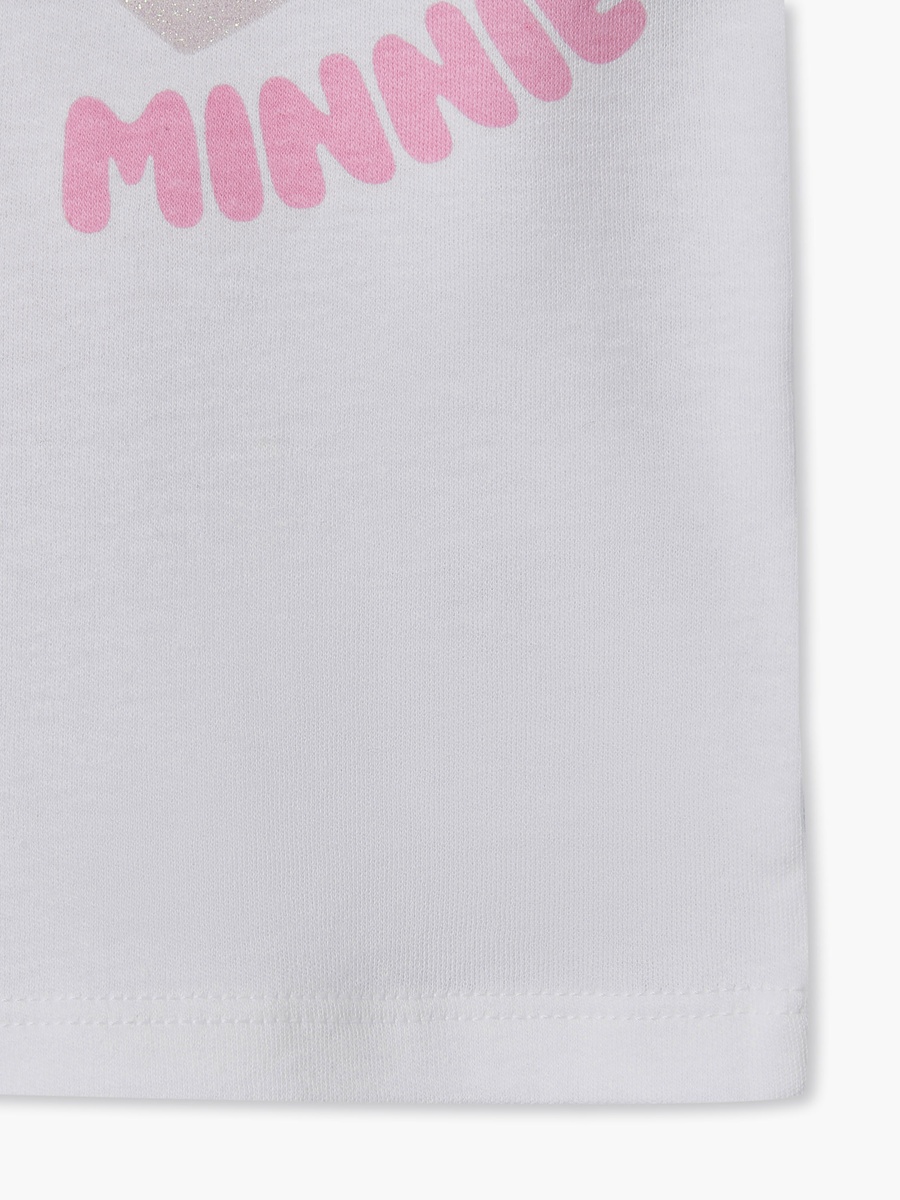 Round Neck Short Sleeves T-Shirt and Shorts Set with Minnie Mouse Print