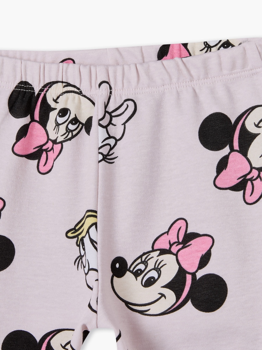 Round Neck Short Sleeves T-Shirt and Shorts Set with Minnie Mouse Print