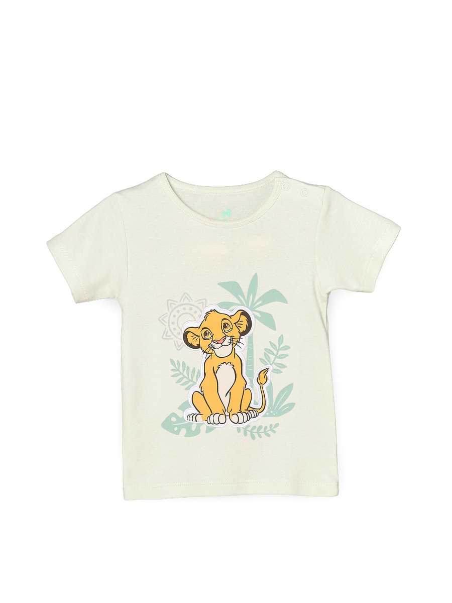 Crew Neck Short Sleeves T-Shirt and Shorts Set with Simba Print